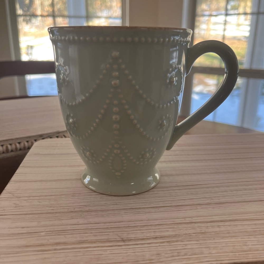 Lenox Green Ceramic Mug with Beaded Design